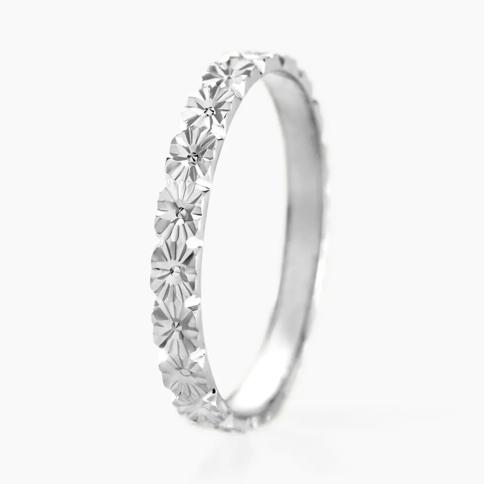Alliance Fleur Diamantee Ruban Plat Or Blanc