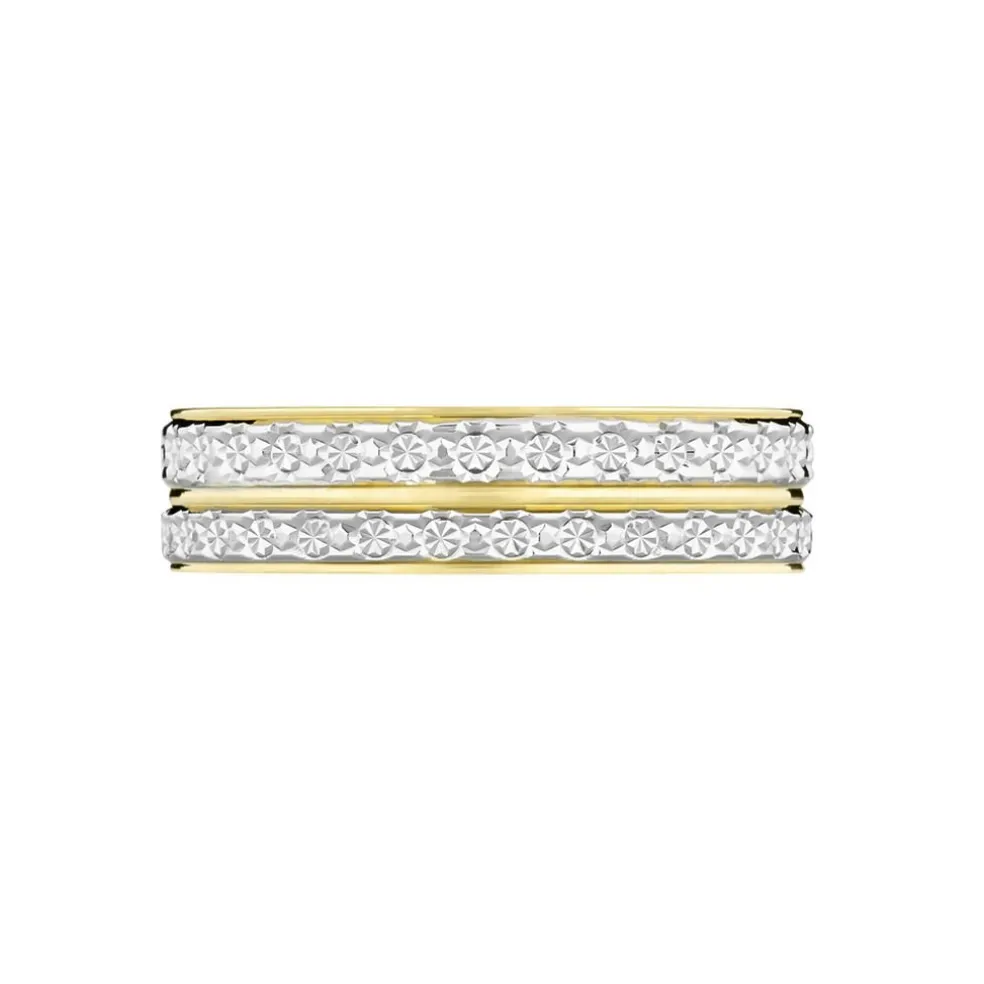 Alliance Grain De Folie Diamantee Ruban Plat Or Bicolore
