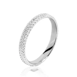 Alliance Multi Facettes Diamantee Ruban Plat Or Blanc