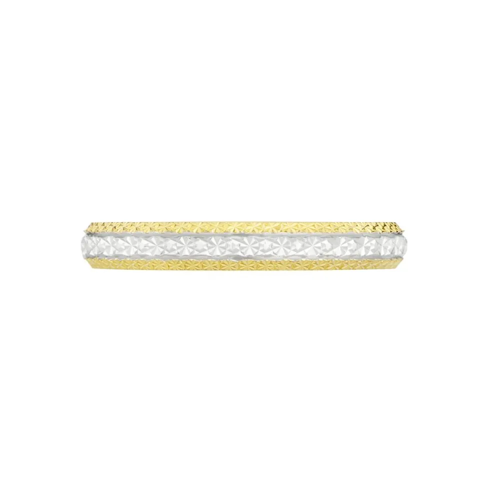 Alliance Multi Facettes Diamantee Demi Jonc Classique Or Bicolore