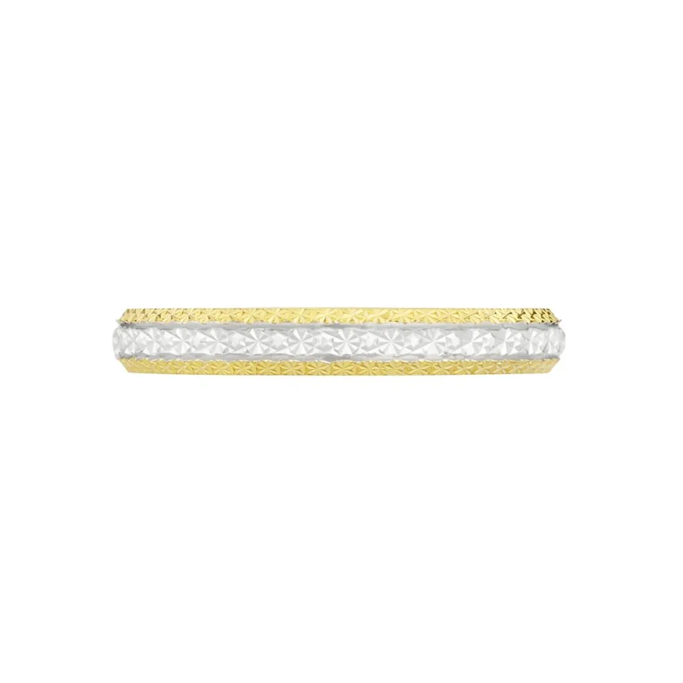 Alliance Multi Facettes Diamantee Demi Jonc Classique Or Bicolore