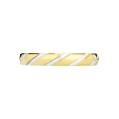 Alliance Strie Fantaisie Demi Jonc Classique Or Bicolore