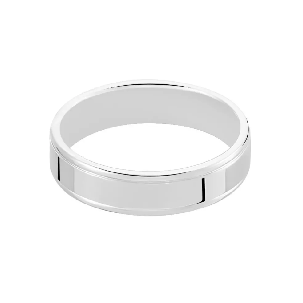 Alliance Trephine Ruban Plat Argent Blanc