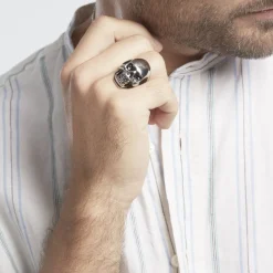 Bague Acier Blanc Et Noir Valentik