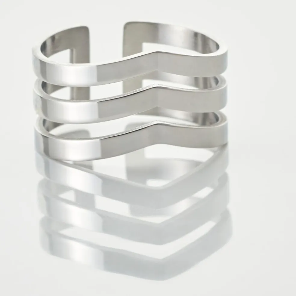 Bague Ajustable Abid Acier Blanc