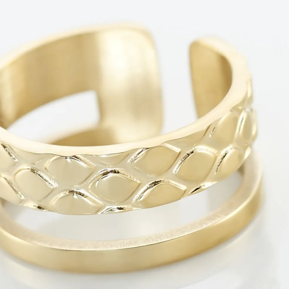 Bague Ajustable Abram Acier Doré