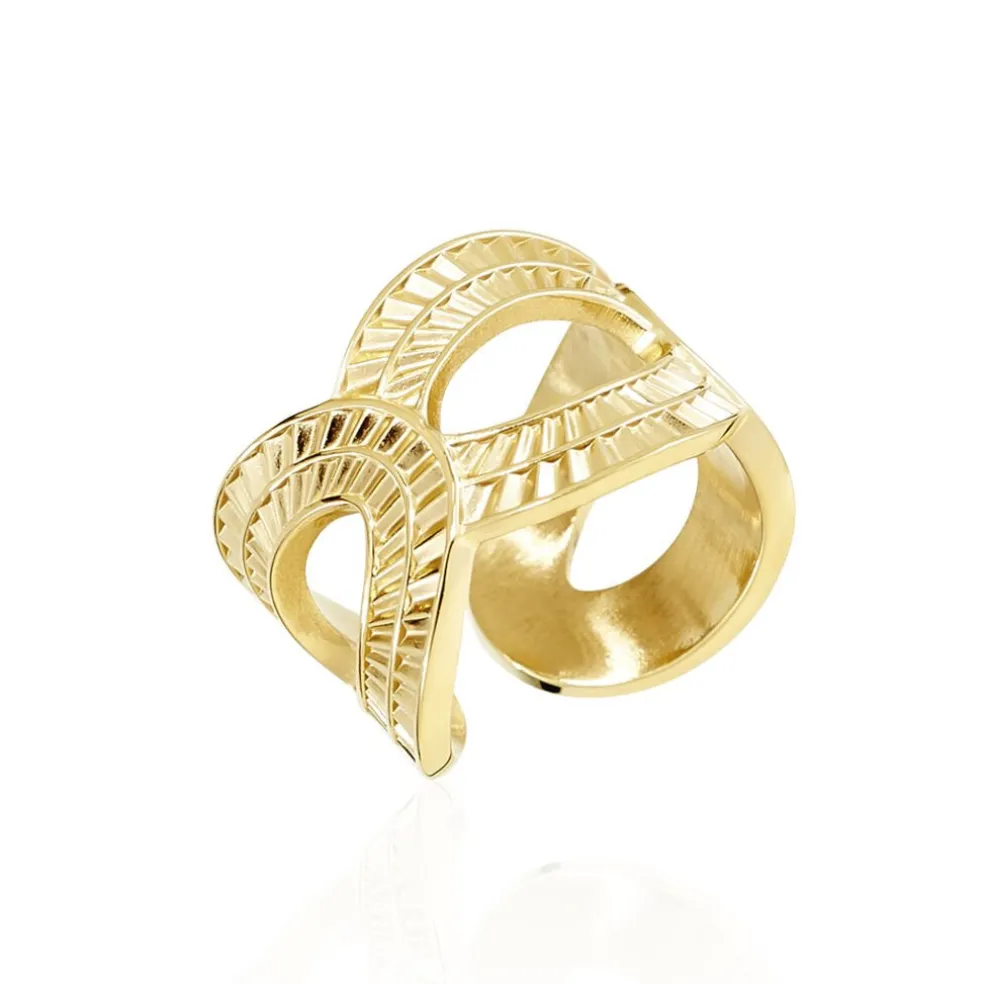 Bague Ajustable Agostino Acier Doré