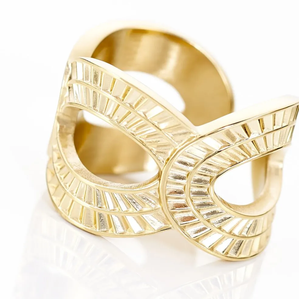 Bague Ajustable Agostino Acier Doré