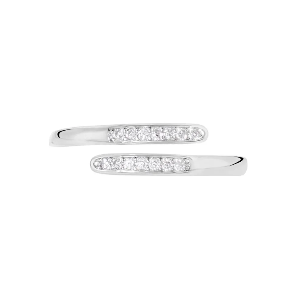 Bague Ajustable Mendel Argent Blanc Oxyde De Zirconium