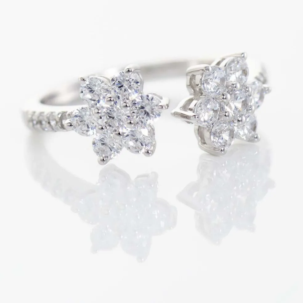 Bague Ajustable Sarette Argent Blanc Oxyde De Zirconium