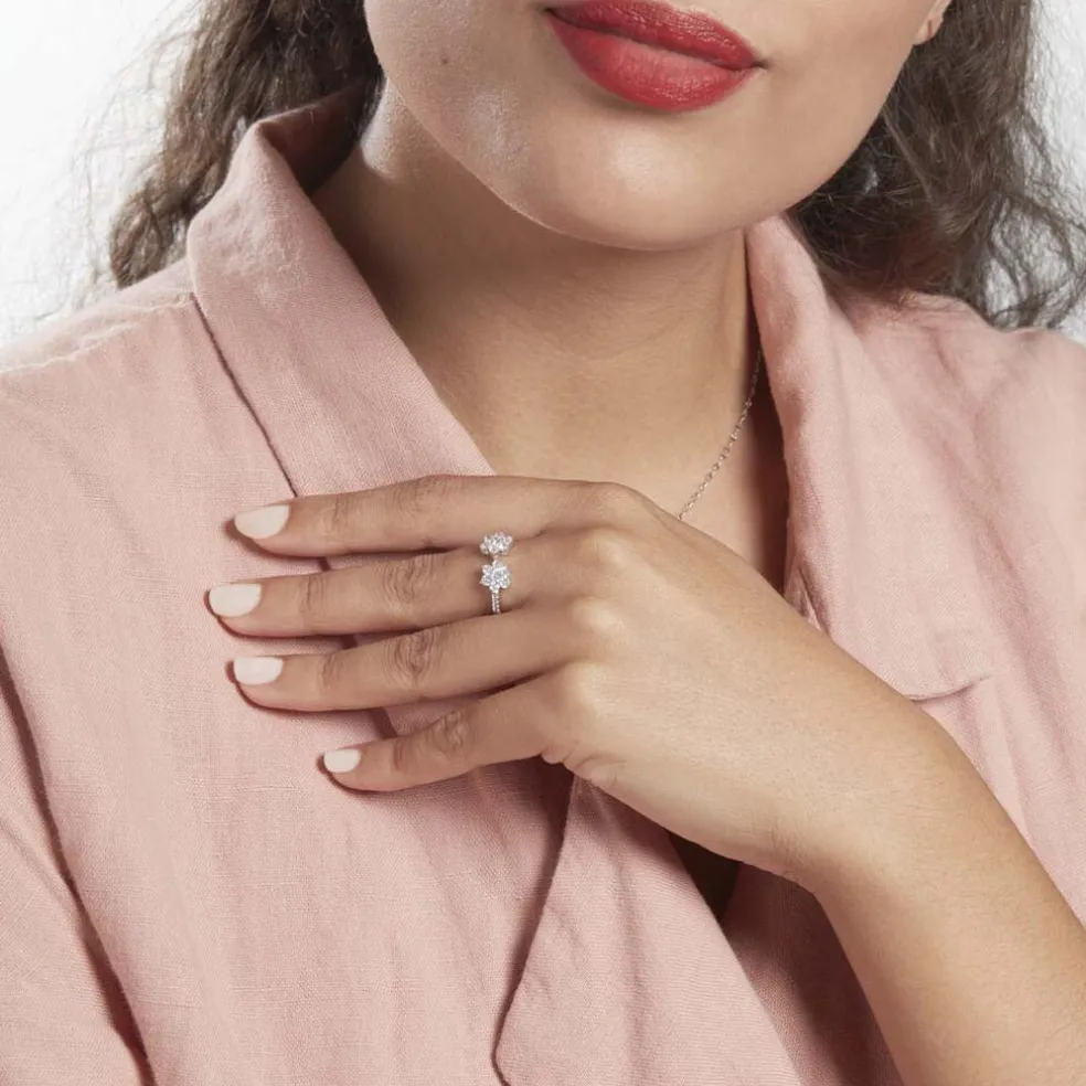 Bague Ajustable Sarette Argent Blanc Oxyde De Zirconium