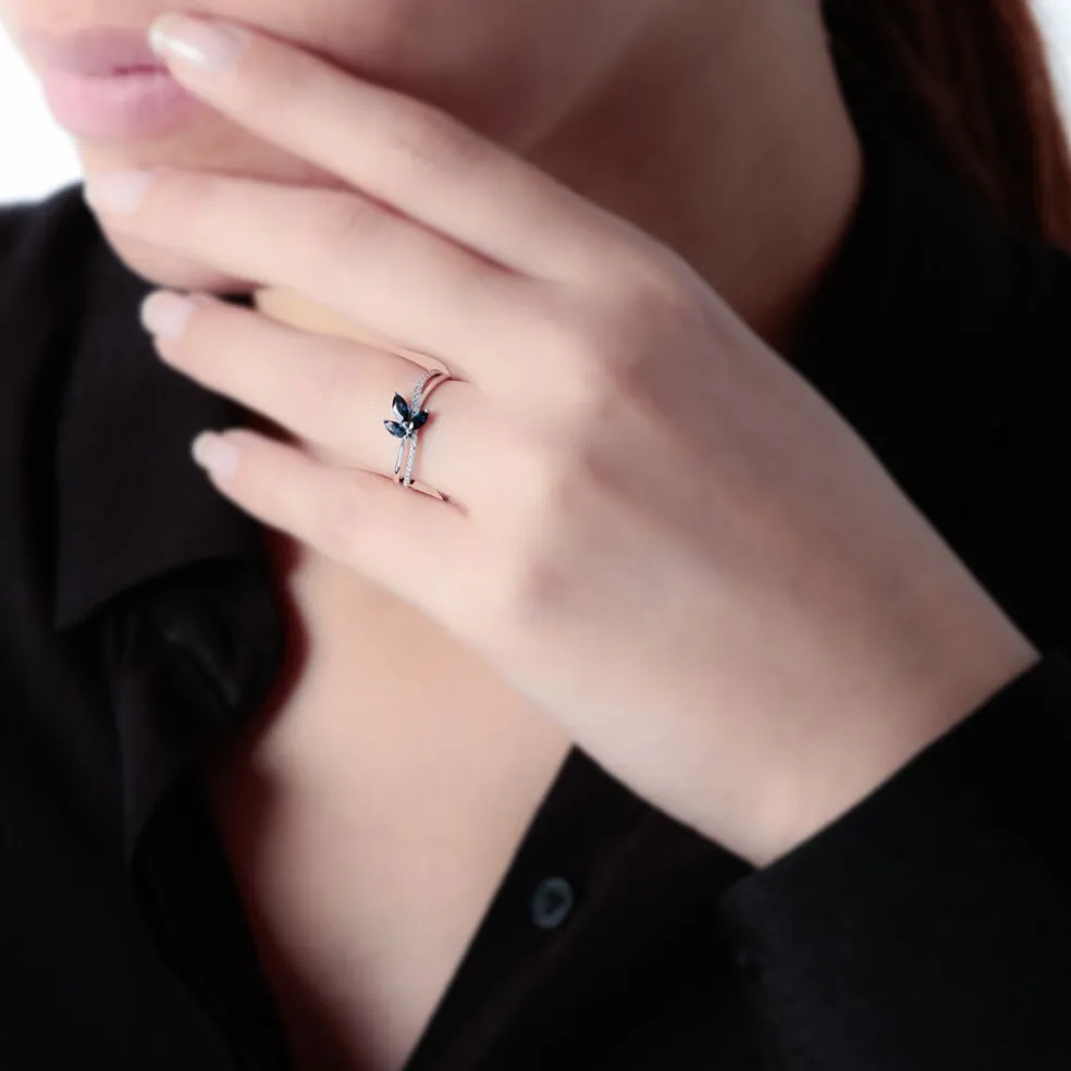 Bague Angie Or Blanc Saphir Et Diamant