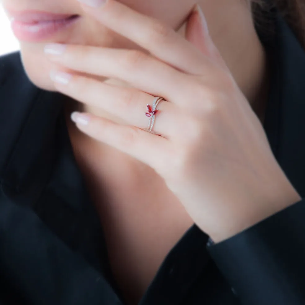 Bague Angie Or Rose Quartz Et Diamant