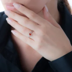 Bague Anja Or Blanc Rubis Et Diamant