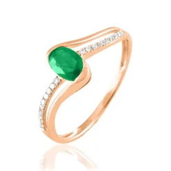Bague Anja Or Rose Emeraude Et Diamant