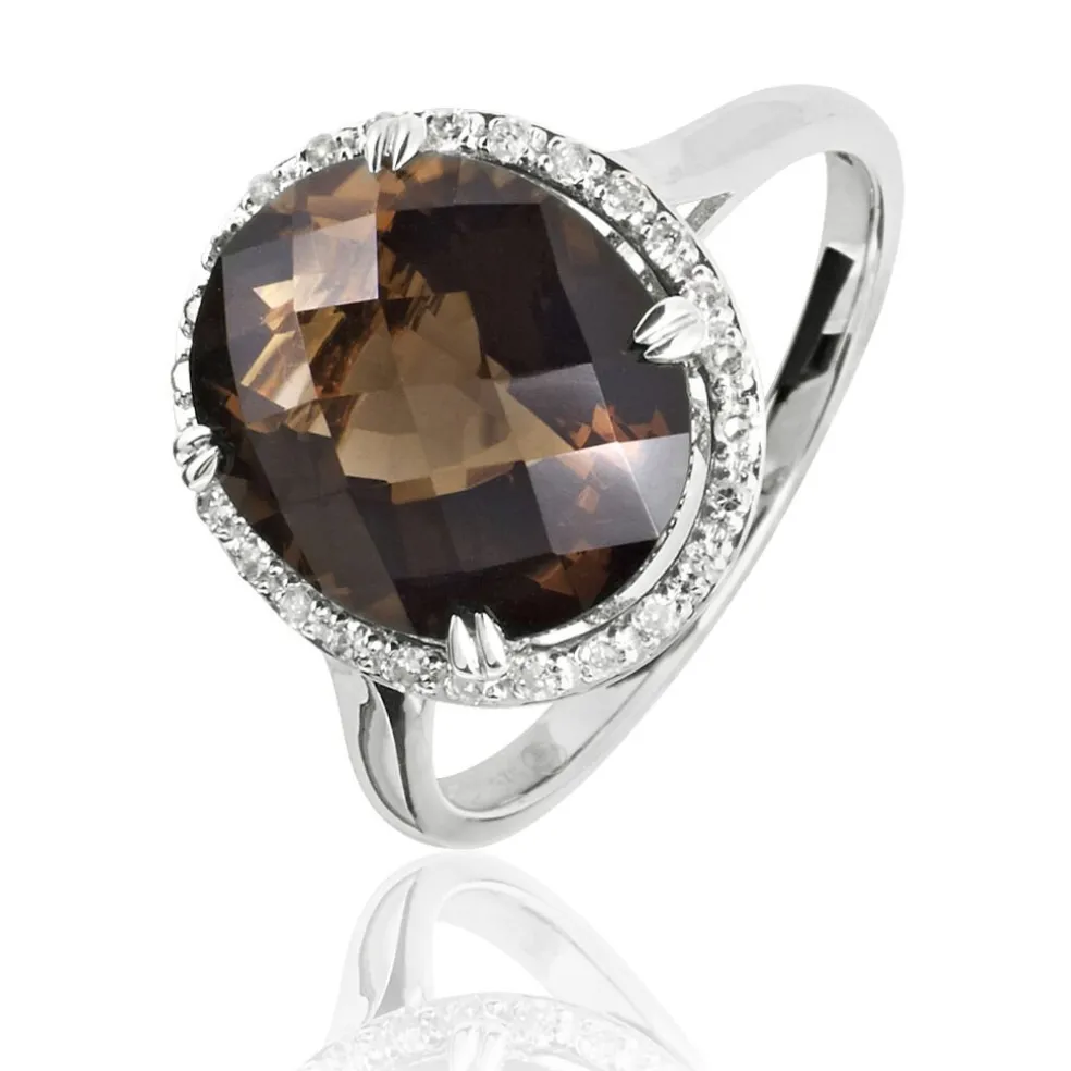 Bague Anna Or Blanc Quartz Et Diamant