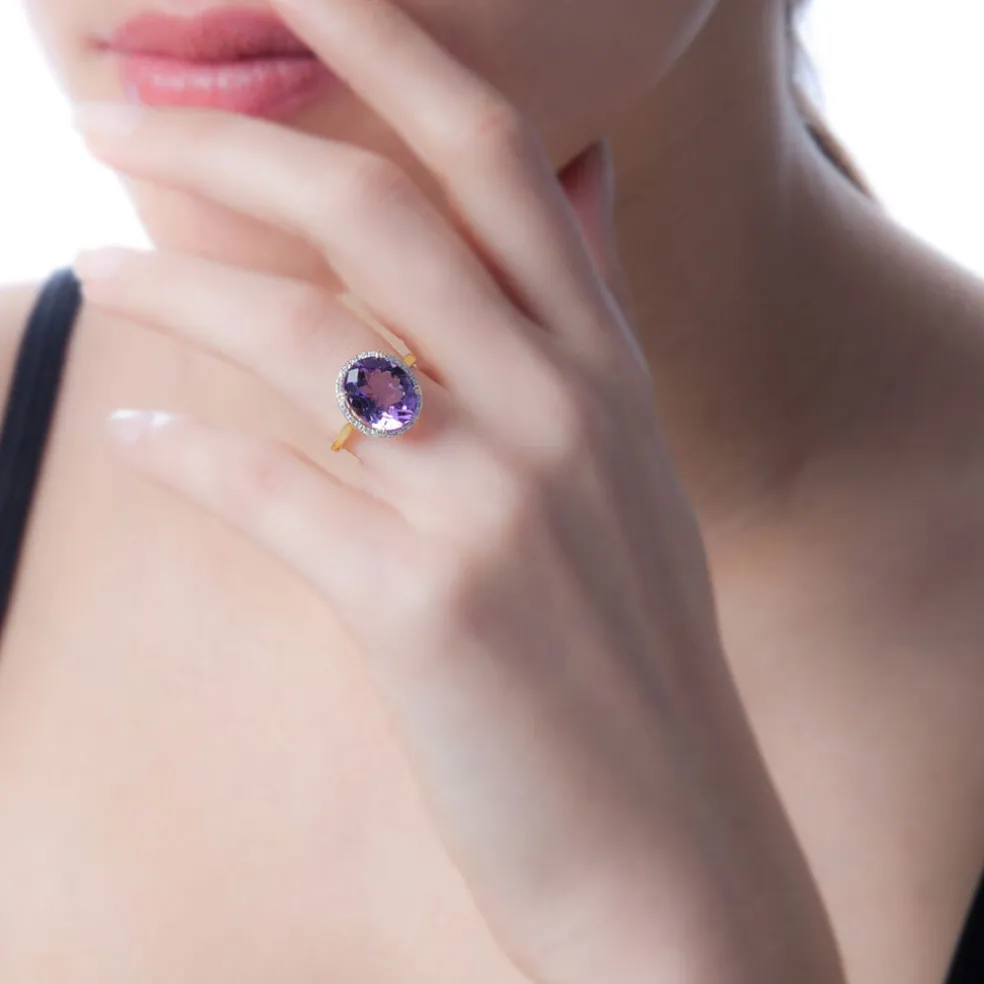 Bague Anna Or Rose Topaze Et Diamant