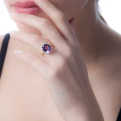 Bague Anna Or Rose Topaze Et Diamant