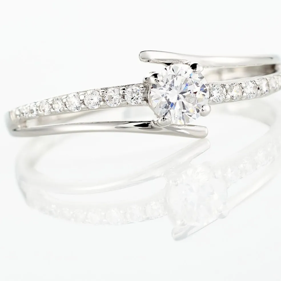 Bague April Or Blanc Oxyde De Zirconium