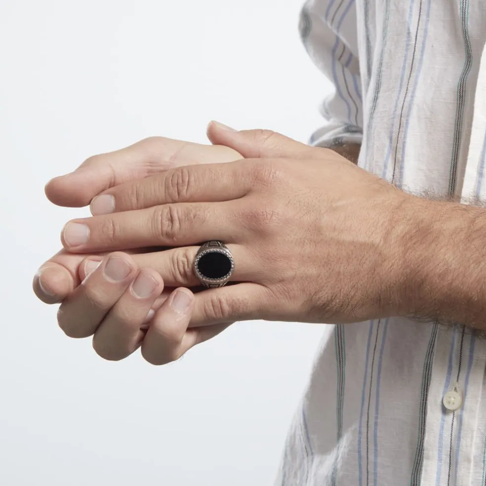 Bague Argent Blanc Thimeo Agathe Noire