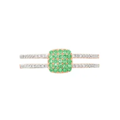 Bague Aude Or Rose Emeraude Et Diamant