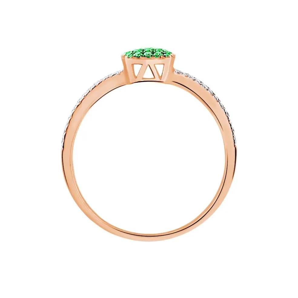 Bague Aude Or Rose Emeraude Et Diamant