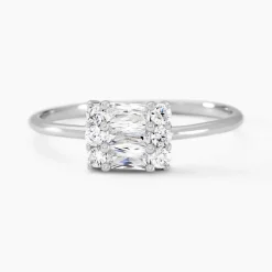 Bague Baroque Party Argent Blanc Oxyde De Zirconium