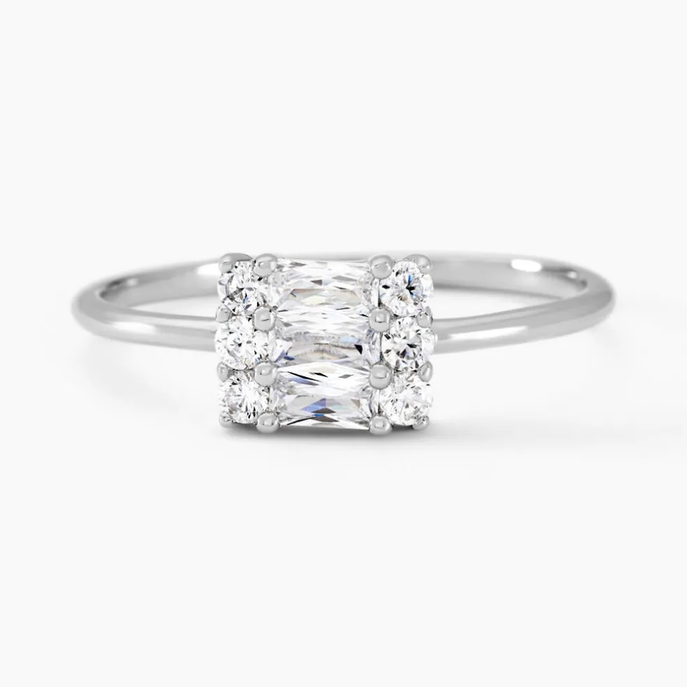 Bague Baroque Party Argent Blanc Oxyde De Zirconium