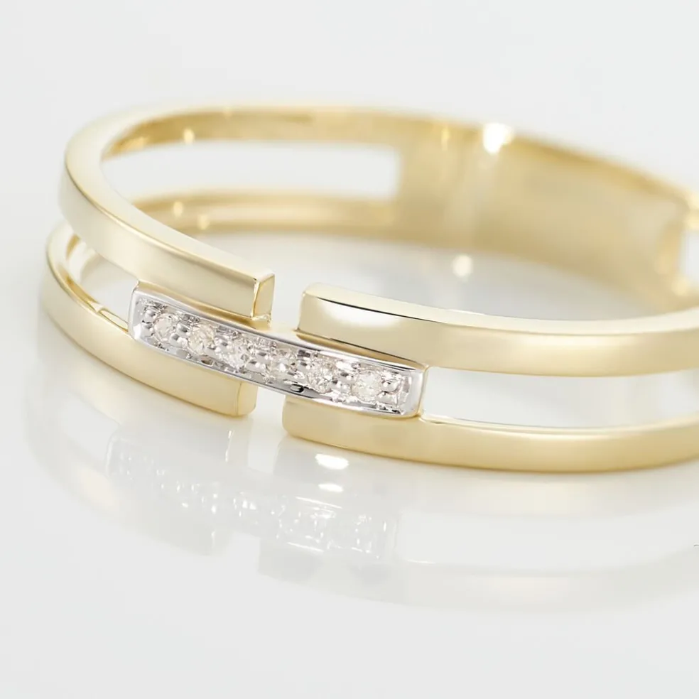 Bague Barrette Or Jaune Diamant
