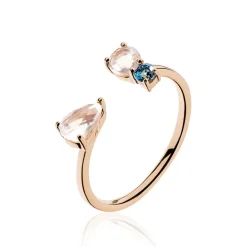 Bague Belen Or Rose Topaze Et Quartz