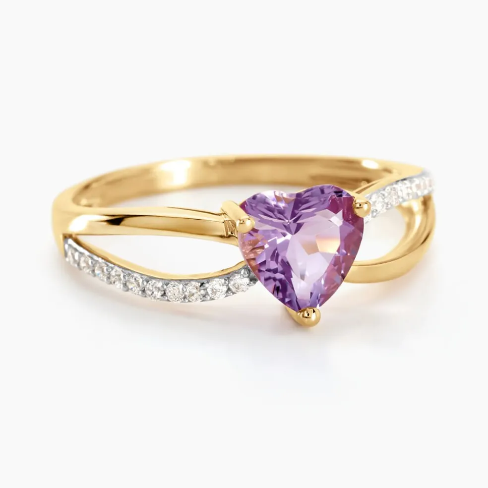Bague Bertille Or Jaune Amethyste Et Oxyde De Zirconium