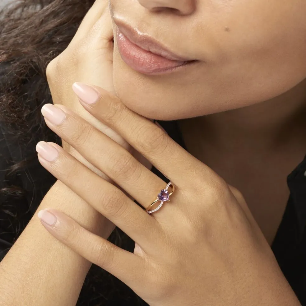 Bague Bertille Or Jaune Amethyste Et Oxyde De Zirconium