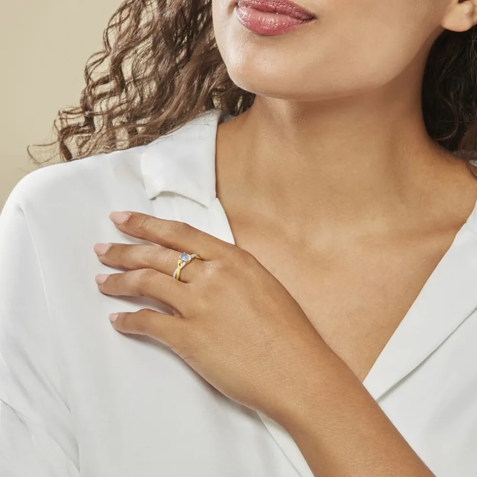 Bague Candice Or Jaune Aigue Marine