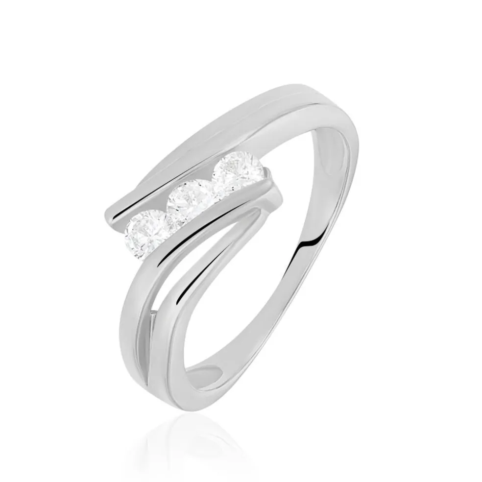 Bague Cascade Argent Blanc Oxyde De Zirconium