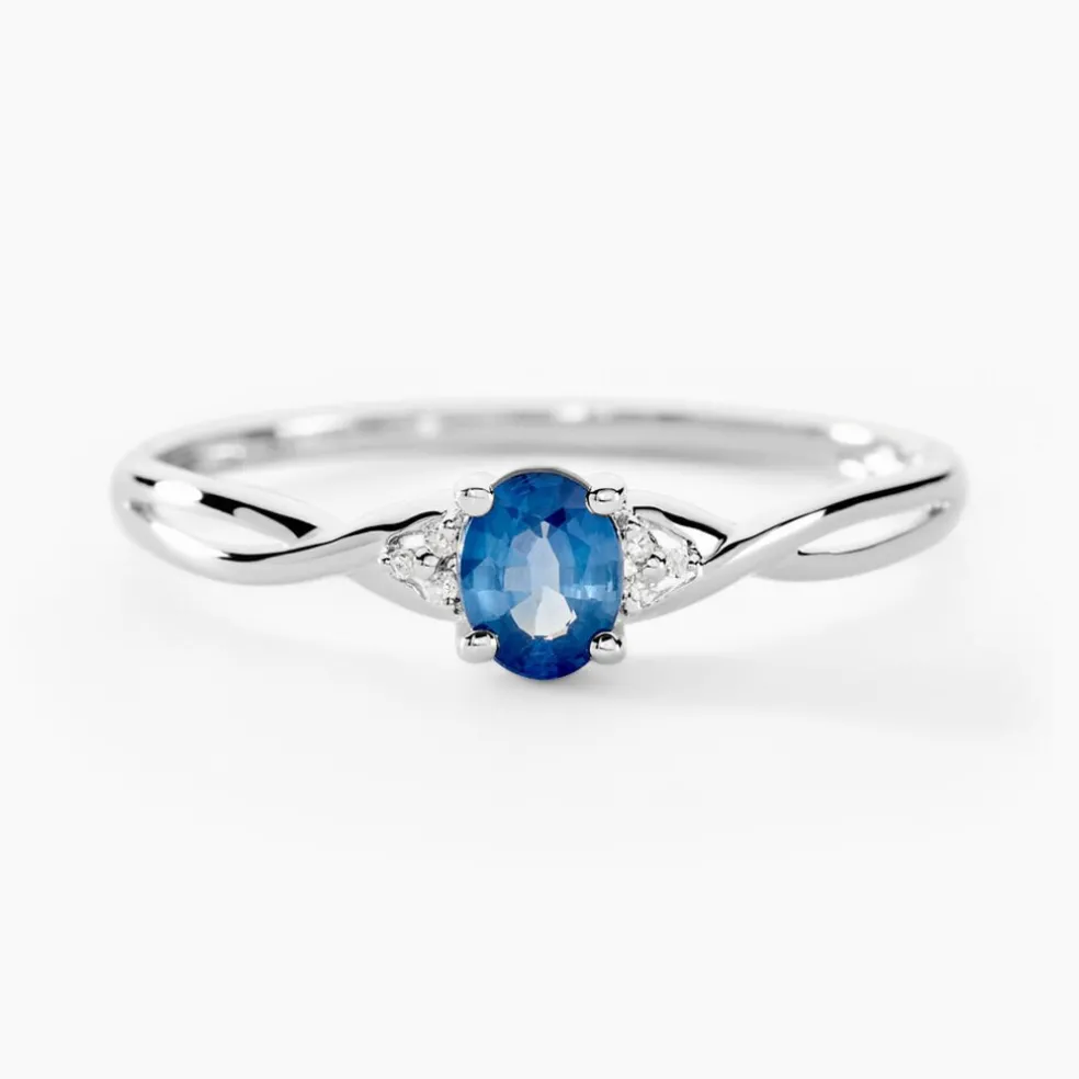 Bague Cassie Or Blanc Saphir Et Diamant