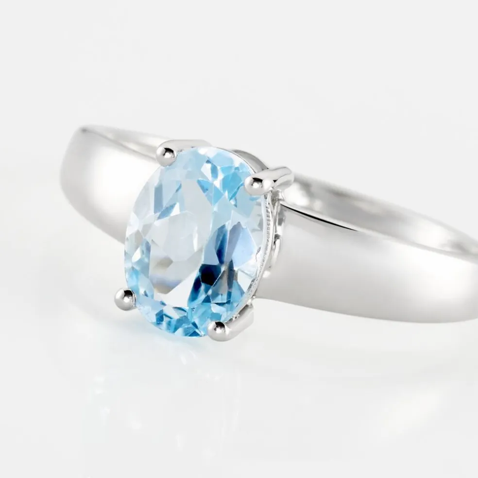 Bague Cassius Or Blanc Topaze Bleu Sky
