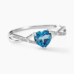 Bague Clothilde Or Blanc Topaze Et Oxyde De Zirconium