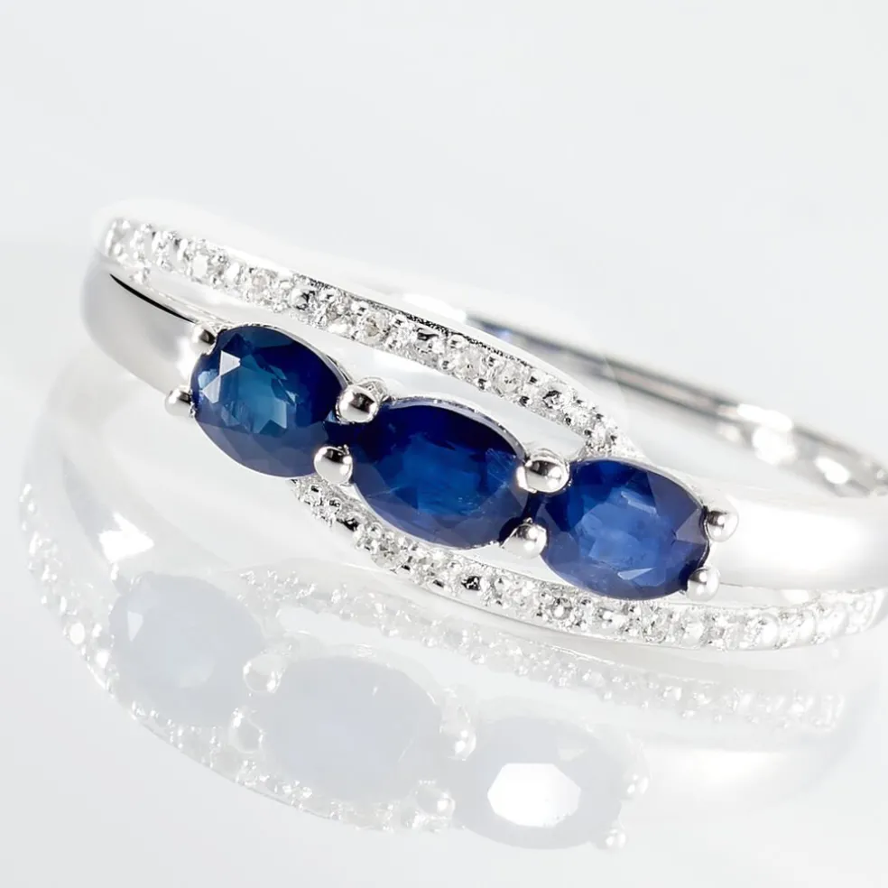 Bague Comete Or Blanc Saphir Et Diamant