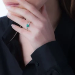 Bague Crista Or Blanc Emeraude Et Diamant