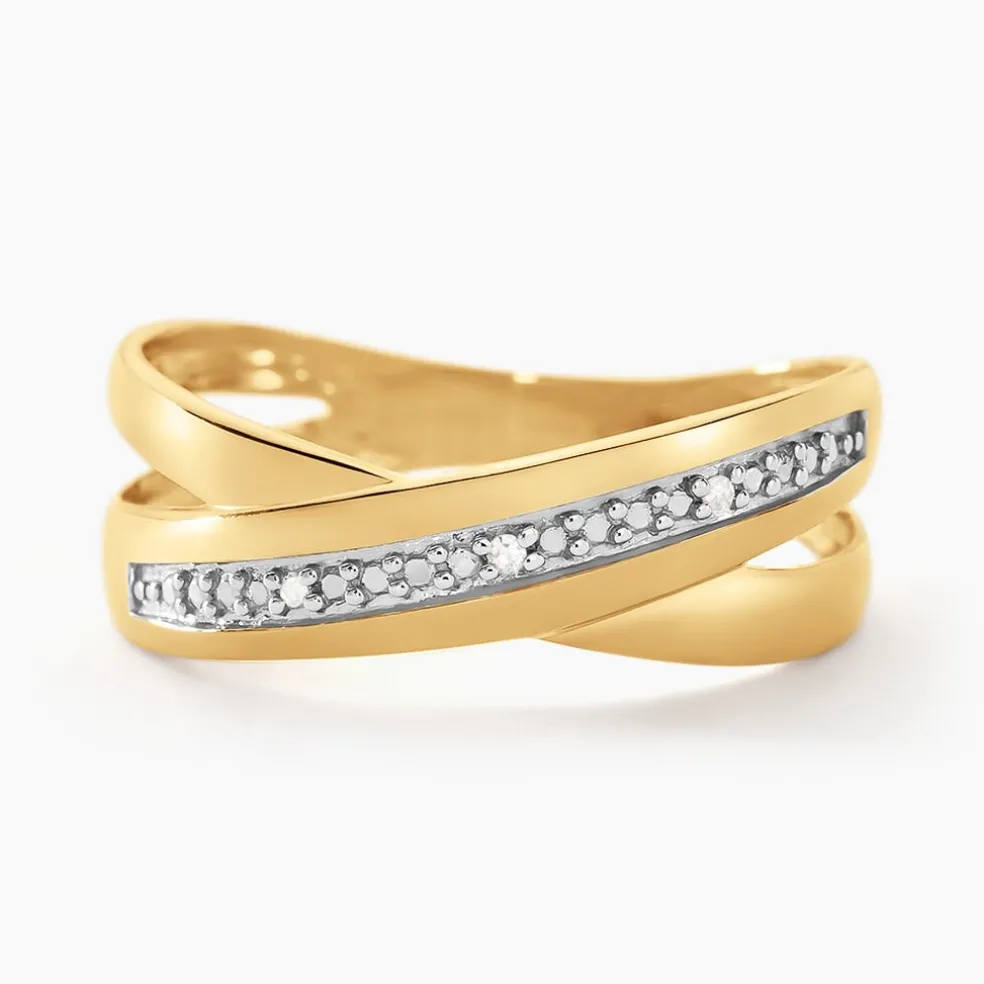 Bague Croisee Or Jaune Diamant