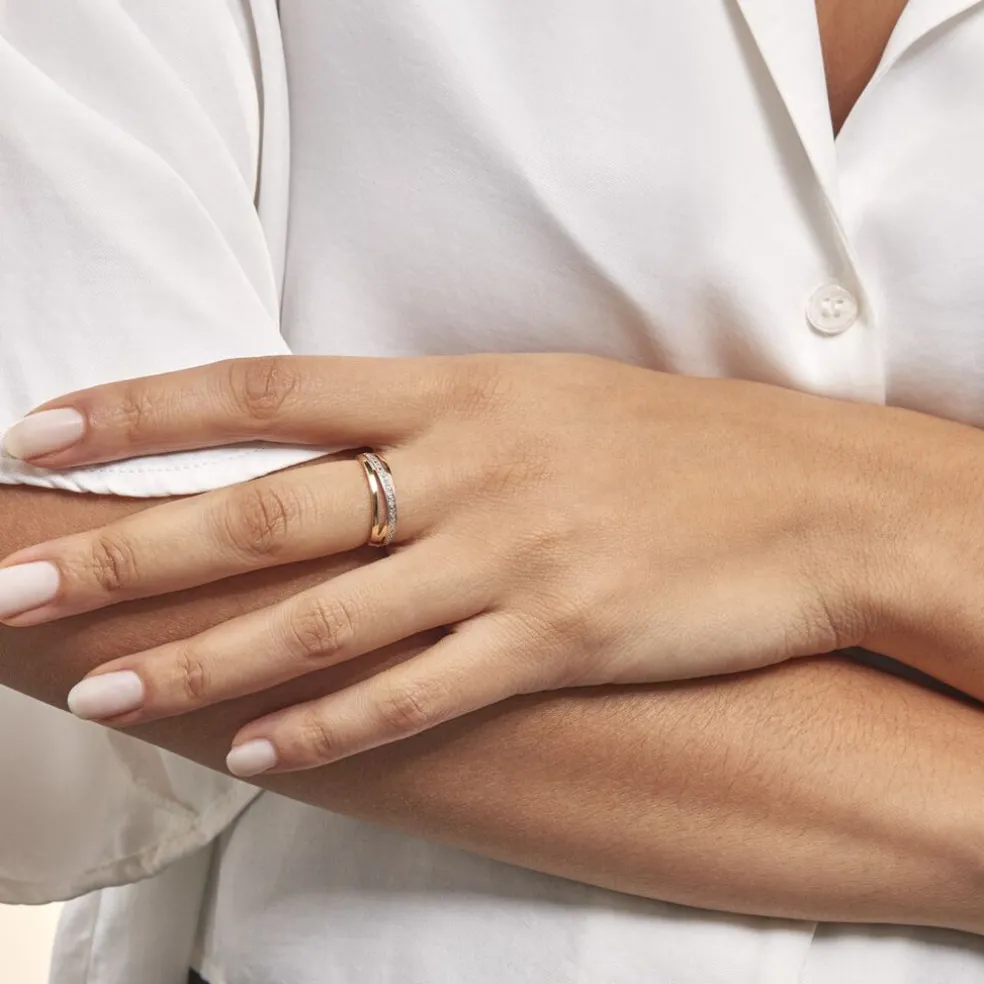 Bague Croisee Or Jaune Diamant