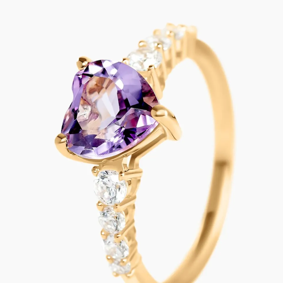 Bague Fany Or Jaune Améthyste Oxyde De Zirconium