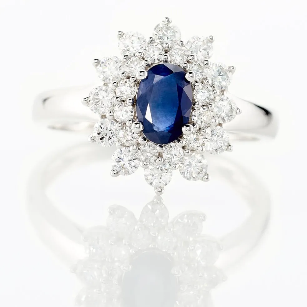 Bague Ivan Or Blanc Saphir Et Diamant