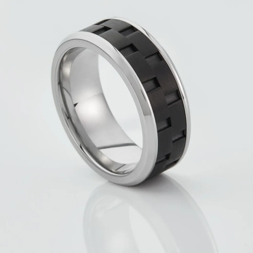 Bague Jourdan Oahu Acier Blanc Et Noir