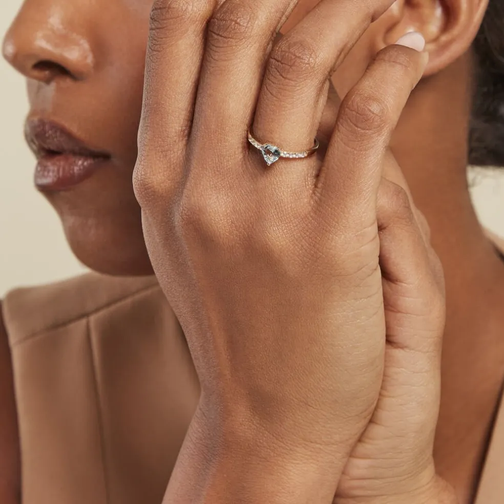 Bague Love Ring Or Jaune Topaze Oxyde De Zirconium