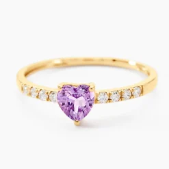 Bague Love Ring Or Jaune Améthyste Oxyde De Zirconium