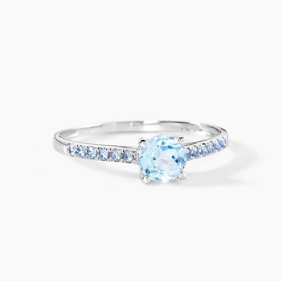 Bague Manon Or Blanc Topaze Et Oxyde De Zirconium