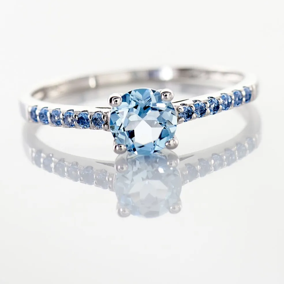Bague Manon Or Blanc Topaze Et Oxyde De Zirconium