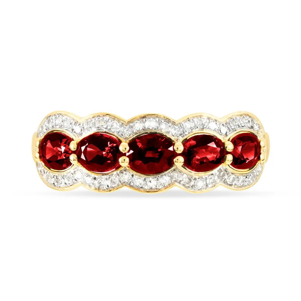 Bague Margaux Or Jaune Grenat Et Diamant