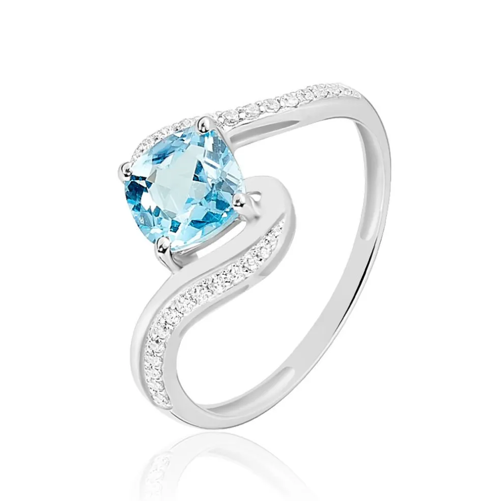 Bague Maria-serena Or Blanc Topaze Et Oxyde De Zirconium